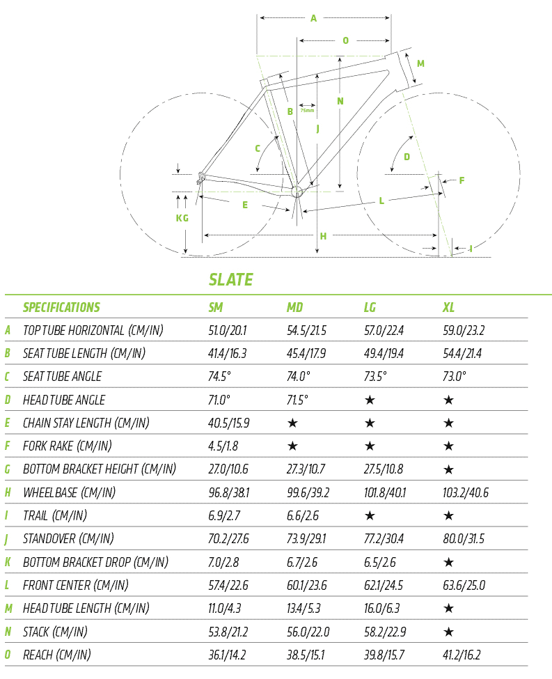 Cannondale Slate 105 2016Geometry