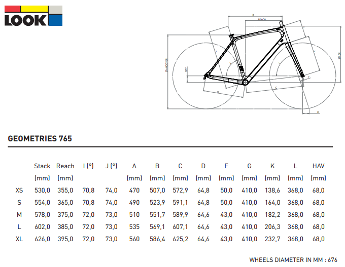 Look 765 Ultegra Di2 Proteam 2016 Геометрия