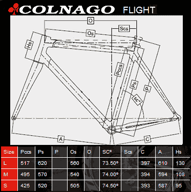 Colnago Flight геометрия